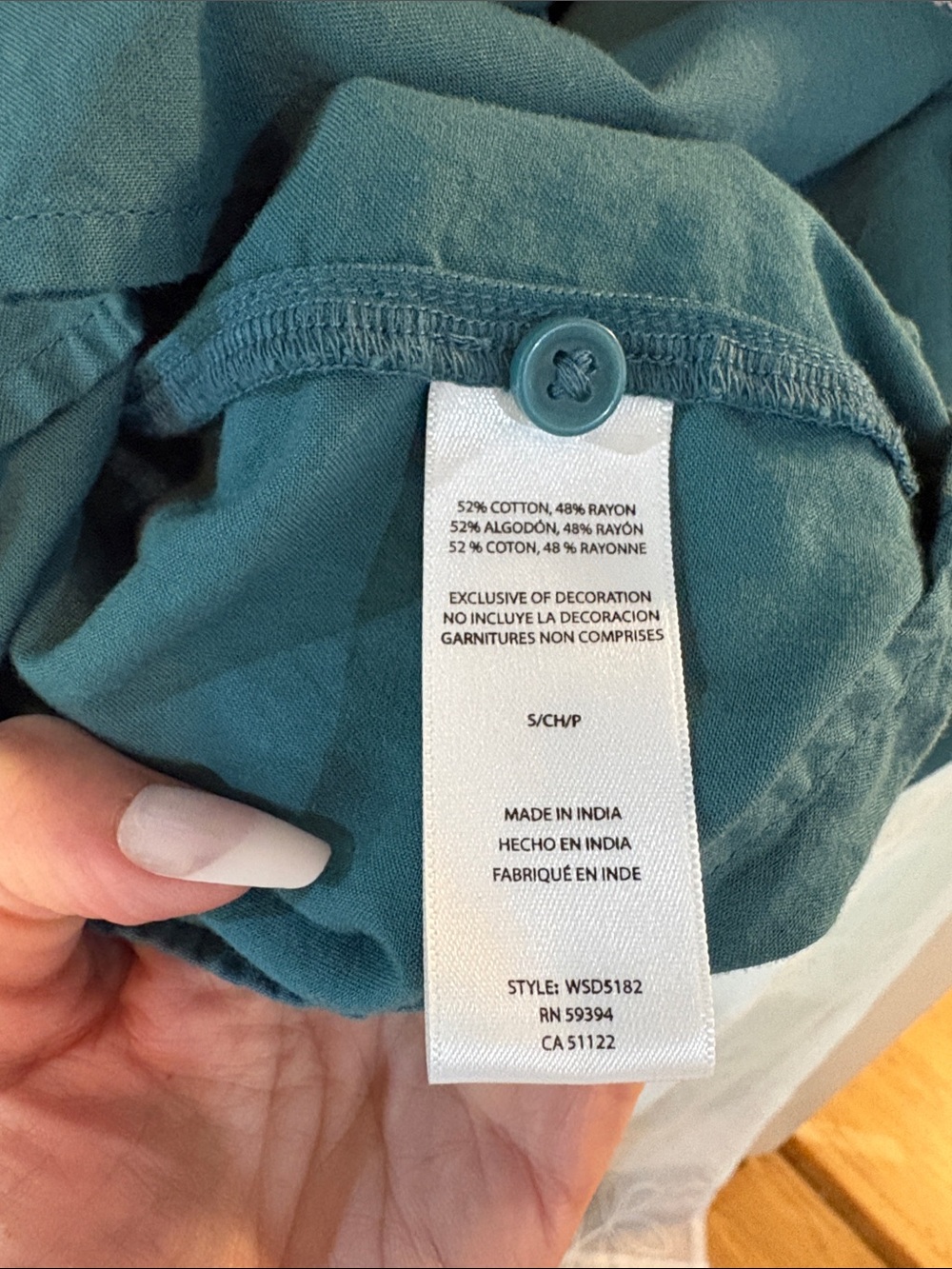 Beach Lunch Lounge Teal Tiered Dress Size Small Boho Cottagecore - Picture 8 of 9